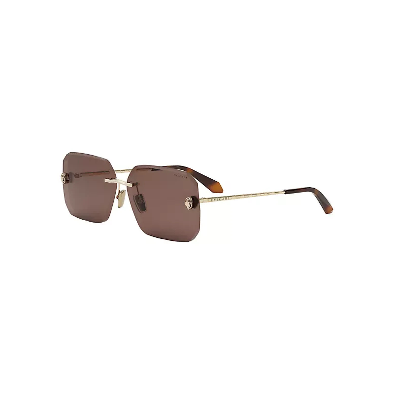Bvlgari Rectangular Gold Brown Serpenti Sunglasses Size 62mm
